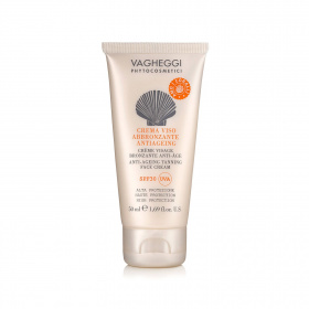 Crema facial bronceadora antiedad SPF30 Fitocosmética con filtros sostenibles de cosmética natural Vagheggi